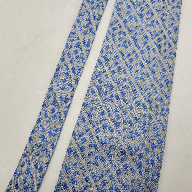 【中古品】【メンズ】 FENDI フェンディ SILK TIE シルク ネクタイ ズッカ柄 183-250529-as-34-izu カラー:ブルー×グレー 万代Net店