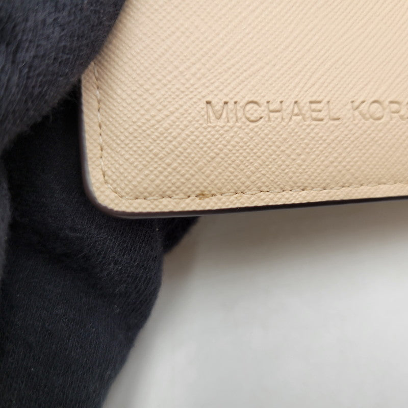 【中古美品】【レディース】 Michael Kors マイケルコース JET SET TRAVEL MD ZA SNAP WALLET LEATHER 35T0GTVD6L ジェットセットトラベル スナップ ウォレット レザー 財布 200-250705-as-05-izu カラー:ベージュ 万代Net店