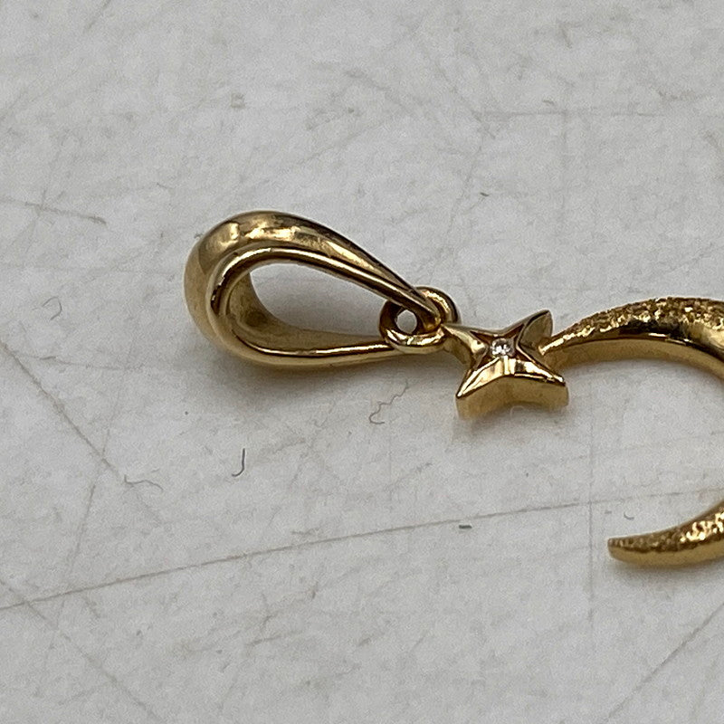 【中古品】【メンズ/レディース】 10K MOON&STAR DIAMOND PENDANT TOP ムーン&スター ダイヤモンド ペンダント トップ 月 星 ネックレス トップ アクセサリー 192-250810-ay-12-izu カラー:イエローゴールド 万代Net店