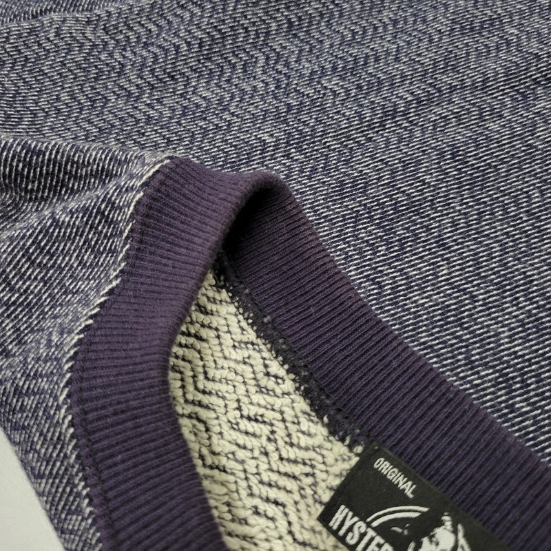 【中古品】【メンズ】 HYSTERIC GLAMOUR ヒステリックグラマー LADYLAND ACADEMY CREW NECK SWEAT SHIRT 02191CS02 クルーネック スウェットシャツ 長袖 トップス 140-250911-as-04-izu サイズ:L カラー:ネイビー 万代Net店