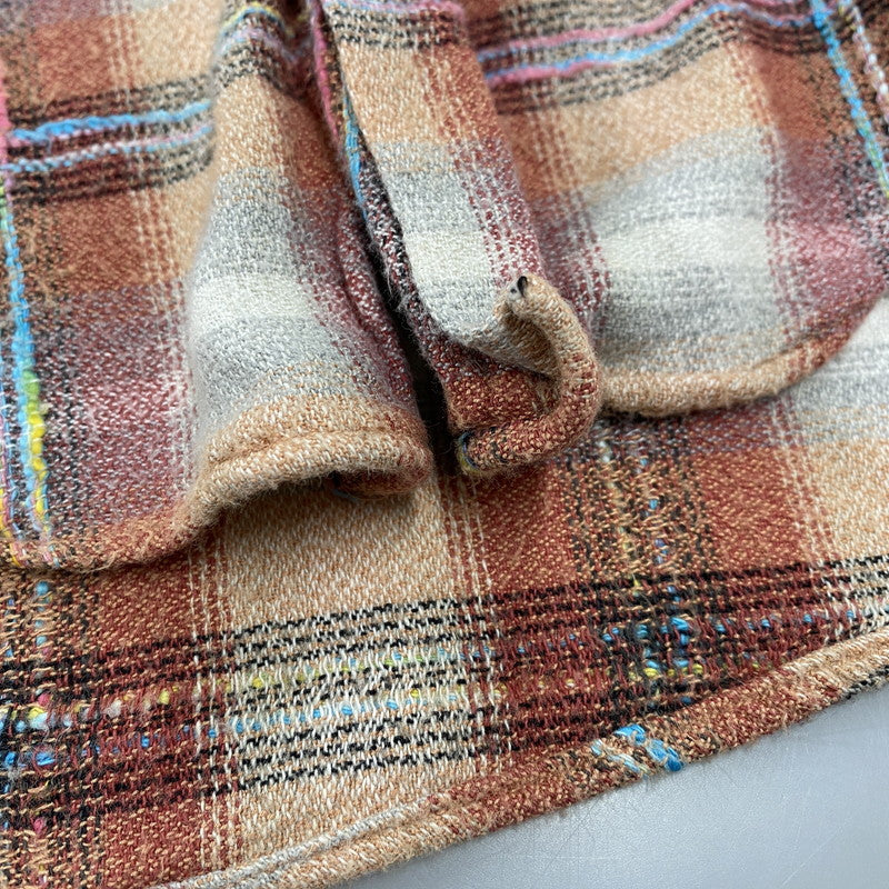【中古品】【メンズ】 旧タグ COTTON RAYON CHECK LS SHIRT コットン レーヨン チェック ロングスリーブ シャツ トップス 長袖 145-260104-kh-07-izu カラー:オレンジ系 万代Net店