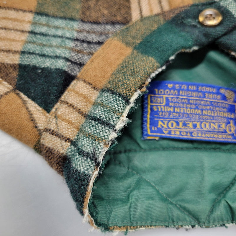 【中古品】【メンズ】 PENDLETON ペンドルトン USA製 70-80S BAND COLLAR WOOL CHECK SHIRT バンド カラー ウール チェック シャツ トップス 長袖 146-260203-cs-12-izu サイズ:14.5 カラー:マルチ 万代Net店