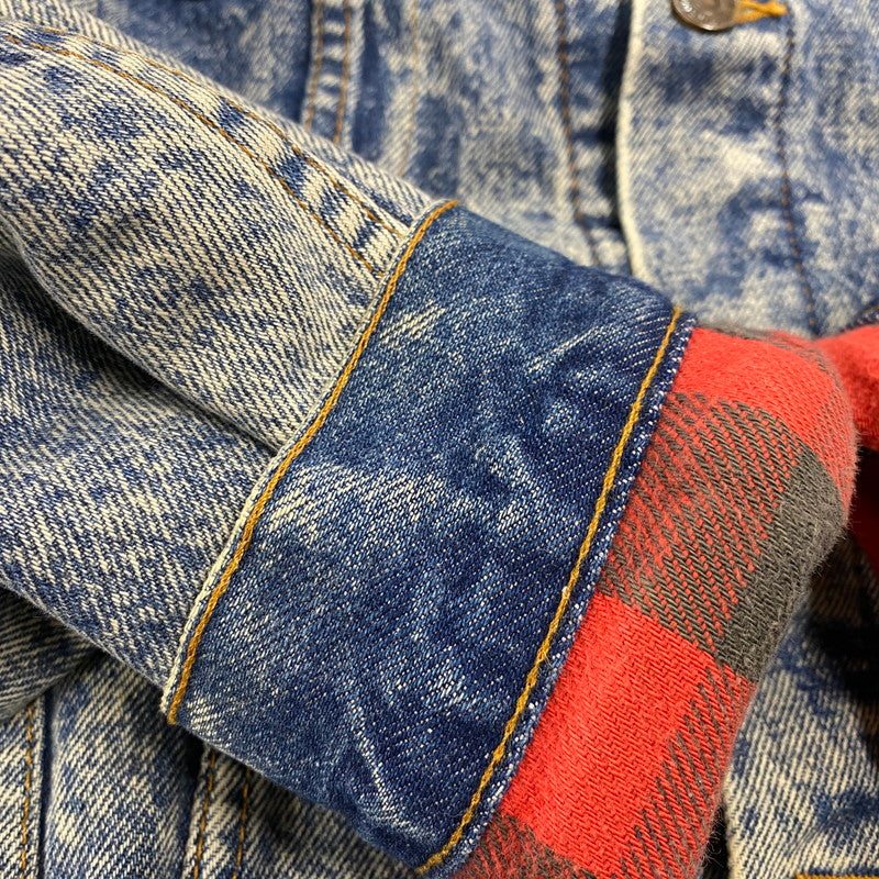 【中古品】【メンズ】 SMALL-E BUFFALO PLAID FLANNEL LINER CHEMICAL WASH DENIM JACKET 70417 0819 刻印527 ケミカルウォッシュ デニムジャケット USA製 アウター 146-251027-as-09-izu サイズ:L カラー:インディゴ 万代Net店