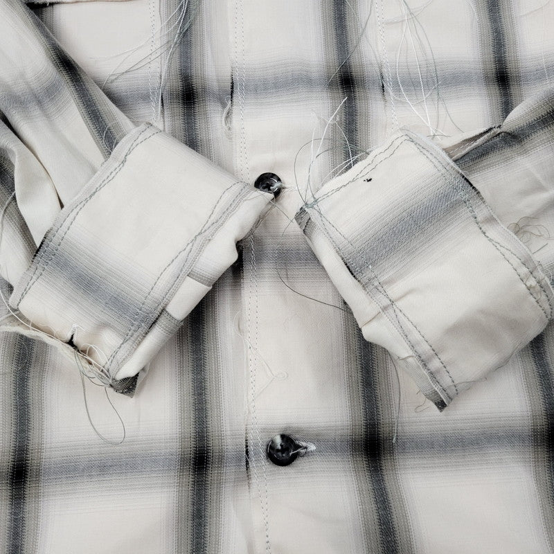 【中古美品】【メンズ】 LQUARTET エルカルテット COTTON OMBRE 50S COLLAR CRAFTSMAN SHIRT LQ25SS-LS-012 コットン オンブレ カラー クラフトマン シャツ チェック 長袖 トップス 140-251030-as-21-izu サイズ:M カラー:BLUE GRAY 万代Net店