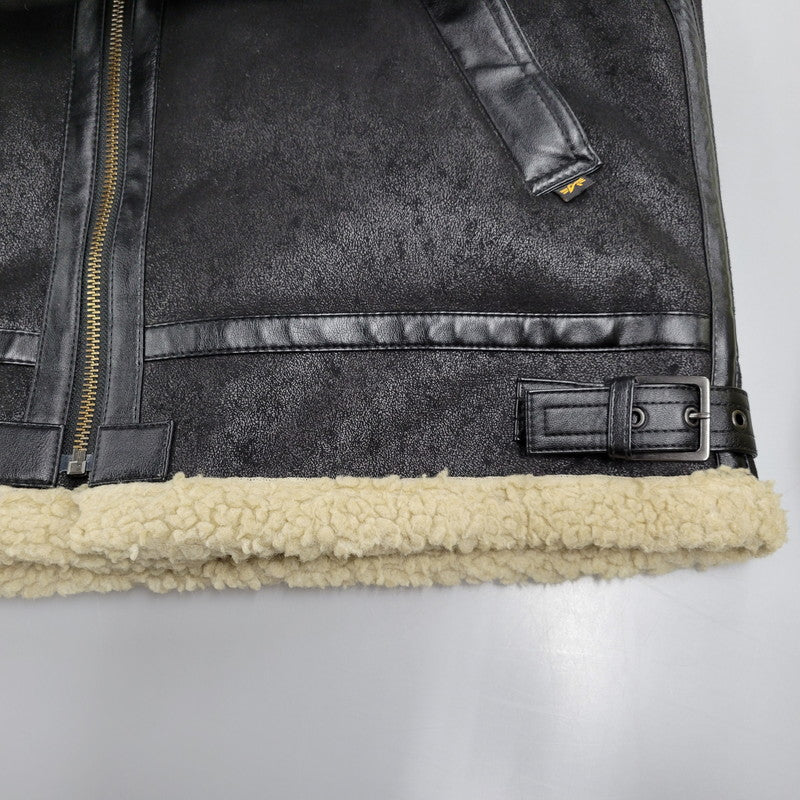 【中古品】【メンズ】 ALPHA INDUSTRIES アルファインダストリーズ FAKE MOUTON FLIGHT JACKET TA1548-075 フェイクムートン フライトジャケット アウター 145-251118-as-10-izu サイズ:L カラー:ブラック 万代Net店