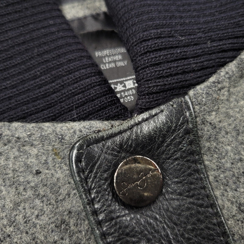 【中古品】【メンズ】 QUILTING LINER GENUINE LEATHER×WOOL SUTADIUM JACKET キルティング ライナー ジェニュイン レザー ウール スタジアムジャケット スタジャン 146-260118-tt-01-izu サイズ:XL カラー:グレー×ブラック 万代Net店