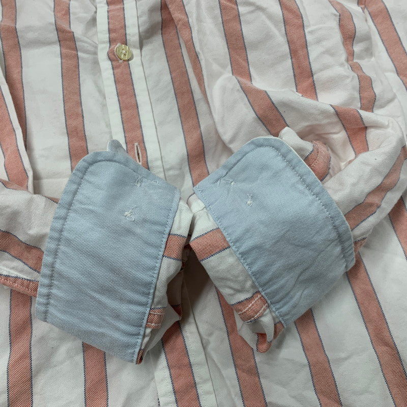 【中古品】【メンズ】 RED FLEECE レッドフリース STRIPE LS BD SHIRT ストライプ ロングスリーブ ボタンダウン シャツ 長袖 トップス 145-260130-as-04-izu サイズ:L カラー:ホワイト×レッド 万代Net店