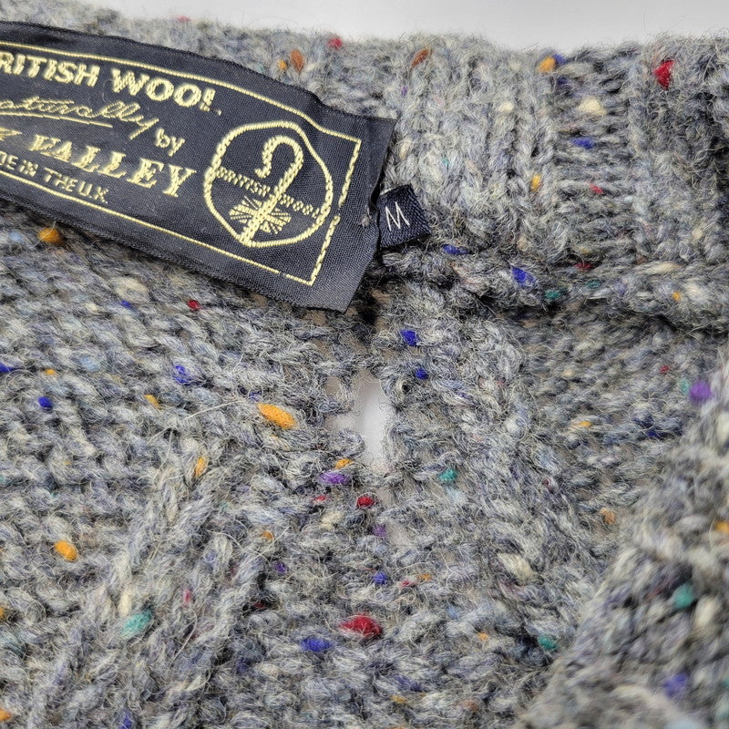 【中古品】【メンズ】 ESK VALLEY エスクバレー イングランド製 BRITISH WOOL KNIT CARDIGAN ブリティッシュ ウール ニット カーディガン トップス 長袖 146-260212-cs-13-izu サイズ:M カラー:グレー 万代Net店