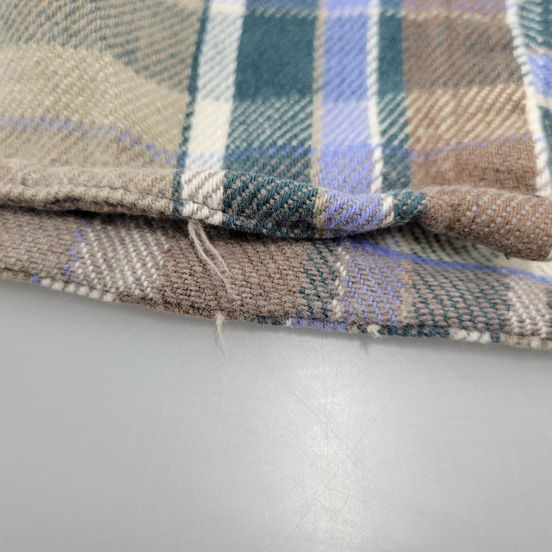 【中古品】【メンズ】 70-80S 三角タグ USA製 FLANNEL SHIRT フランネル シャツ トップス 146-260222-yn-01-izu サイズ:L カラー:BEIGE/GREEN/BLUE 万代Net店
