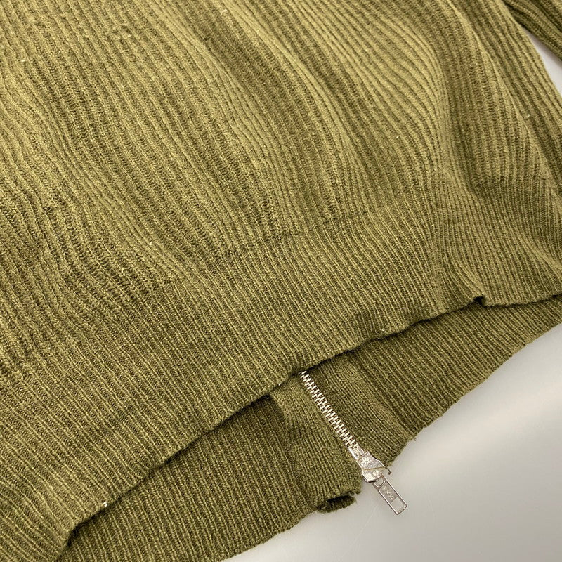 【中古品】【メンズ】 FRONT BUTTON DOUBLE-ZIP WOOL KNIT フロント ボタン ダブルジップ ウール ニット トップス 長袖 142-260225-cs-09-izu サイズ:XL カラー:カーキ 万代Net店