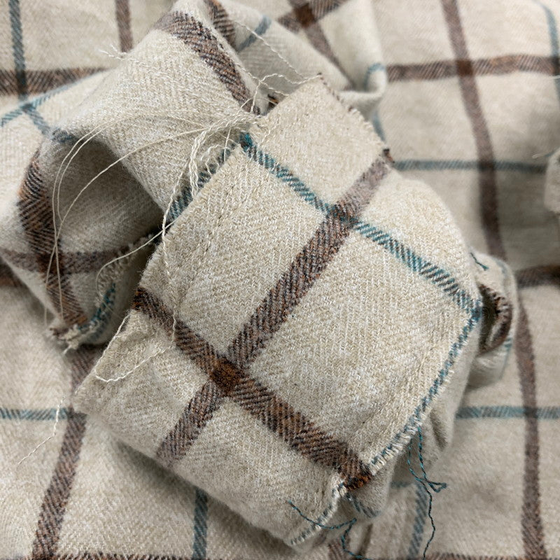 【中古美品】【メンズ】 LQUARTET エルカルテット 50S COLLAR CRAFTSMAN SHIRT LQ25FW-LS-006 カラー クラフトマン シャツ チェック 長袖 140-260227-as-04-izu サイズ:L カラー:ベージュ系 万代Net店