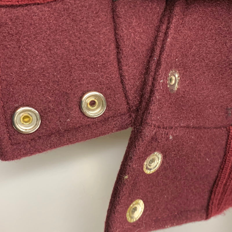 【中古品】【メンズ】 HEWITT MFG ヒューイット エムエフジー × BACKDROP バックドロップ VIN13F-AJ01 別注 USA製 WOOL×LEATHER ウール レザー STADIUM JACKET スタジアム ジャケット アウター 145-260228-ya-11-izu サイズ:38 カラー:ワインレッド×ベージュ 万代Net店