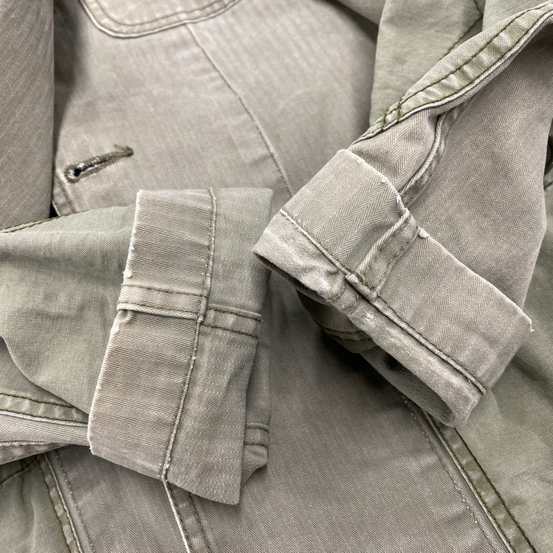 【中古品】【メンズ】 141NYNH-JKM07 HERRINGBONE NO COLLAR UTILITY JACKET ヘリンボーンノーカラージャケットアウター 142-260301-tt-06-izu サイズ:XL カラー:カーキ 万代Net店