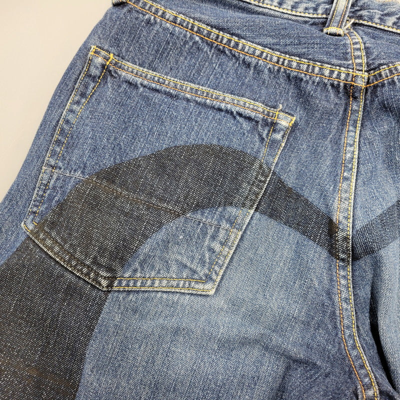 【中古品】【メンズ】 EVISU SIOTANI BROTHERS エヴィス 塩谷ブラザーズ 水牛パッチ PRINT DENIM SHORTS プリントデニムショーツ ボトムス ズボン 156-260302-tt-03-izu サイズ:30 カラー:インディゴ 万代Net店