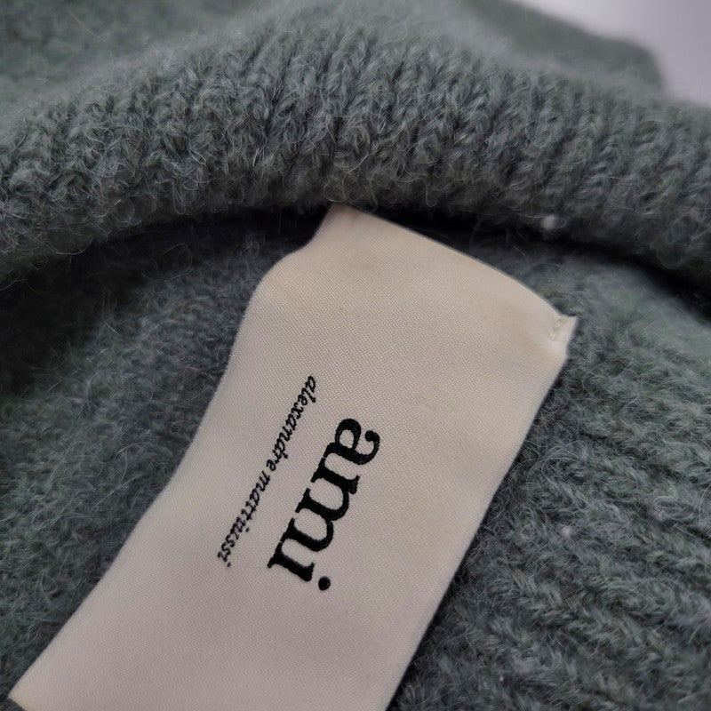 【中古品】【メンズ】 AMI アミ UPL325.KN0032 HEART LOGO JACQUARD KNIT ハート ロゴ ジャガード ニット トップス 141-260316-yn-08-izu サイズ:L カラー:グリーン 万代Net店