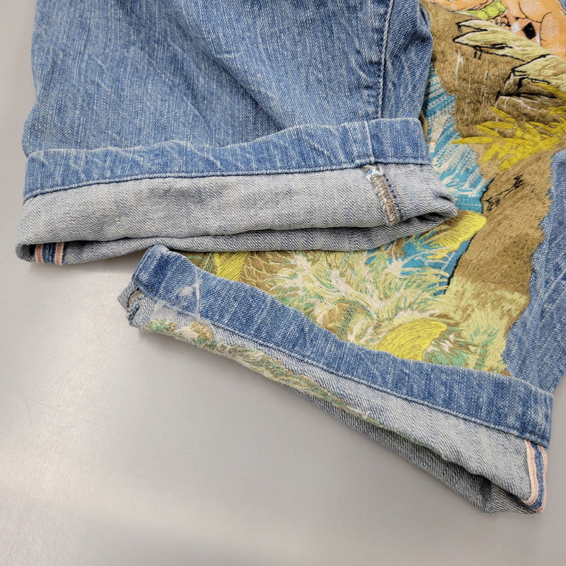 【中古品】【メンズ】 YAMANE ヤマネ DENIM SHORTS LOT 1926 デニムショーツ 金太郎×鯉×山 ショートパンツ ボトムス 156-260405-as-13-izu サイズ:36×31 カラー:ライトブルー 万代Net店