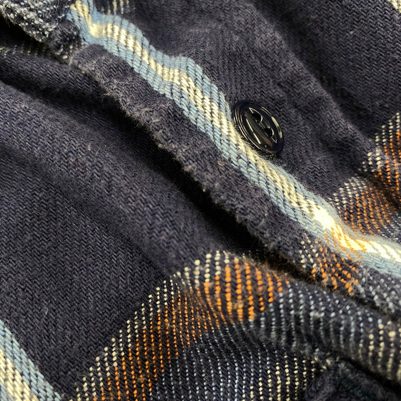 【中古品】【メンズ】 USA製 FLANNEL WORK SHIRT フランネル ワーク シャツ トップス 長袖 140-260410-ya-14-izu サイズ:XS カラー:ネイビー 万代Net店