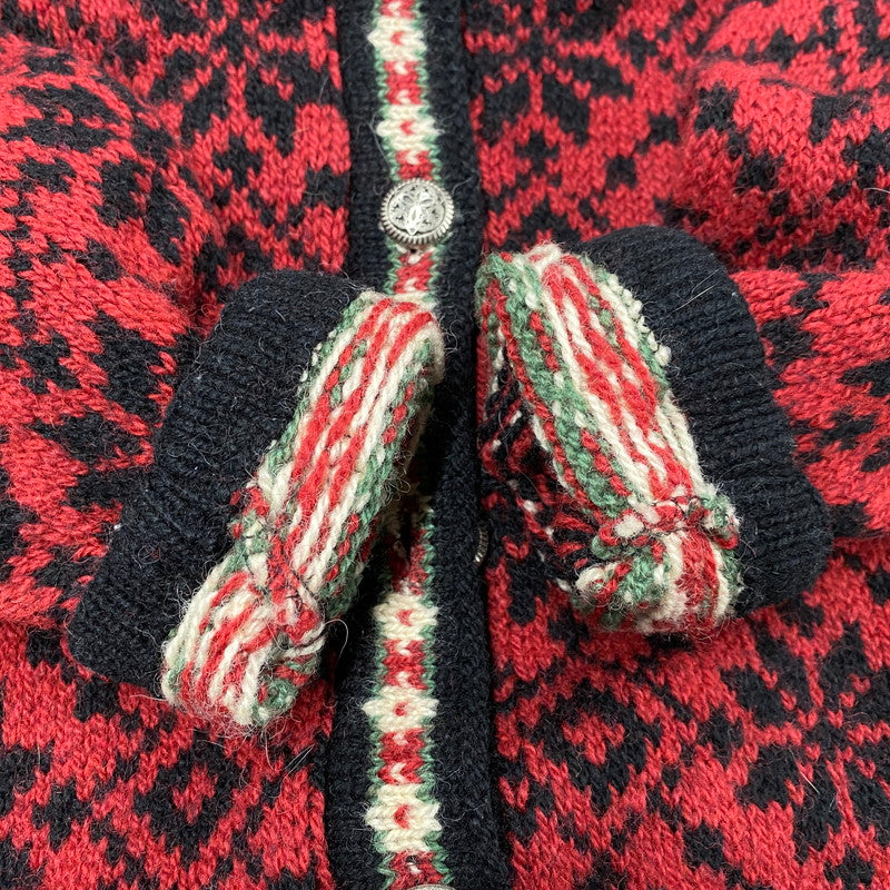 【中古品】【メンズ】 L.L.BEAN エルエルビーン 80S USA製 NORDIC CARDIGAN ノルディック カーディガン トップス ニット 146-260423-ya-12-izu サイズ:M カラー:レッド 万代Net店