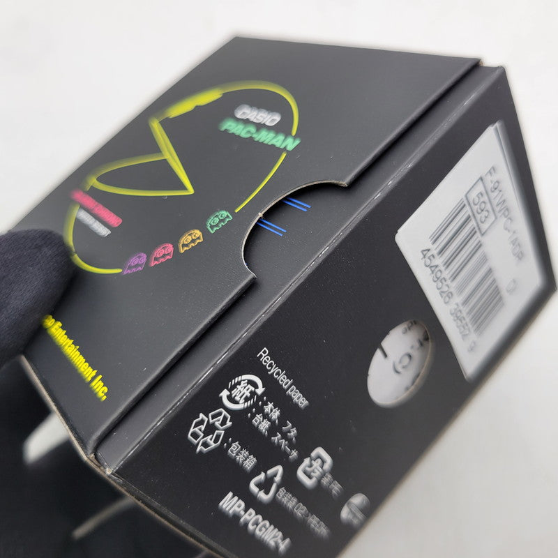 【中古美品】【メンズ/レディース】 CASIO カシオ × PAC-MAN パックマン DIGITAL QUARTZ F-91WPC-1ADR デジタルクオーツ 腕時計 199-260529-as-16-izu サイズ:38.2 × 35.2 × 8.5 mm カラー:ブラック 万代Net店