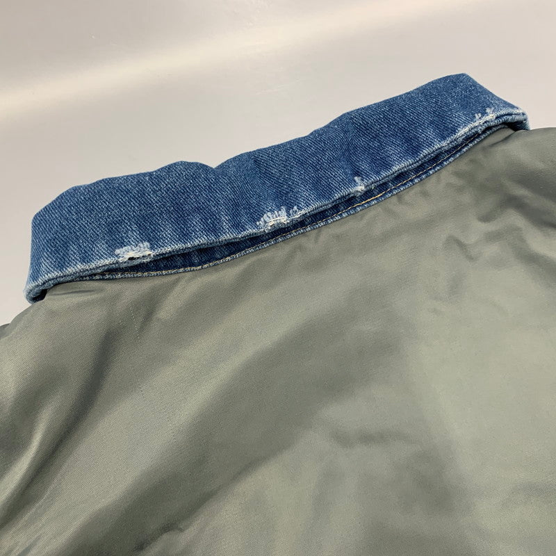 【中古品】【メンズ】 AOZORA アオゾラ 790204 デニム切替 MA-1 FLIGHT JACKET フライト ジャケット アウター 147-260424-cs-07-izu サイズ:4 カラー:カーキ×インディゴ 万代Net店