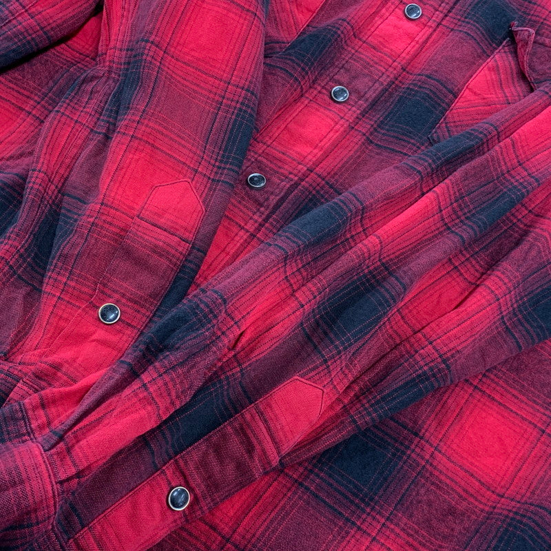 【中古品】【メンズ】 RRL ダブルアールエル WESTERN OMBRE CHECK ウェスタン オンブレ チェック L/S ロングスリーブ SHIRT シャツ トップス 長袖 145-260428-ya-09-izu サイズ:L カラー:RED×BLACK 万代Net店