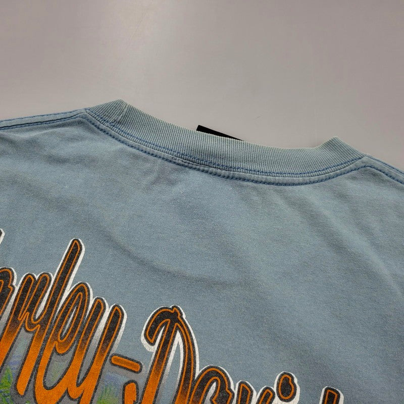 【中古品】【メンズ】 HARLEY DAVIDSON ハーレーダビッドソン JAMAICA MARLIN BIKE BACK PRINT S/S TEE バックプリント 半袖 Tシャツ 146-260522-ka-01-izu サイズ:2XL カラー:ライトブルー 万代Net店