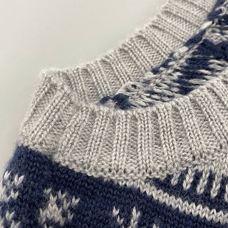 【中古品】【メンズ】 A BATHING APE アベイシングエイプ NORDIC APE HEAD KNIT VEST ノルディック エイプ ヘッド ニット ベスト トップス 142-260523-kh-03-izu サイズ:XL カラー:グレー×ネイビー 万代Net店