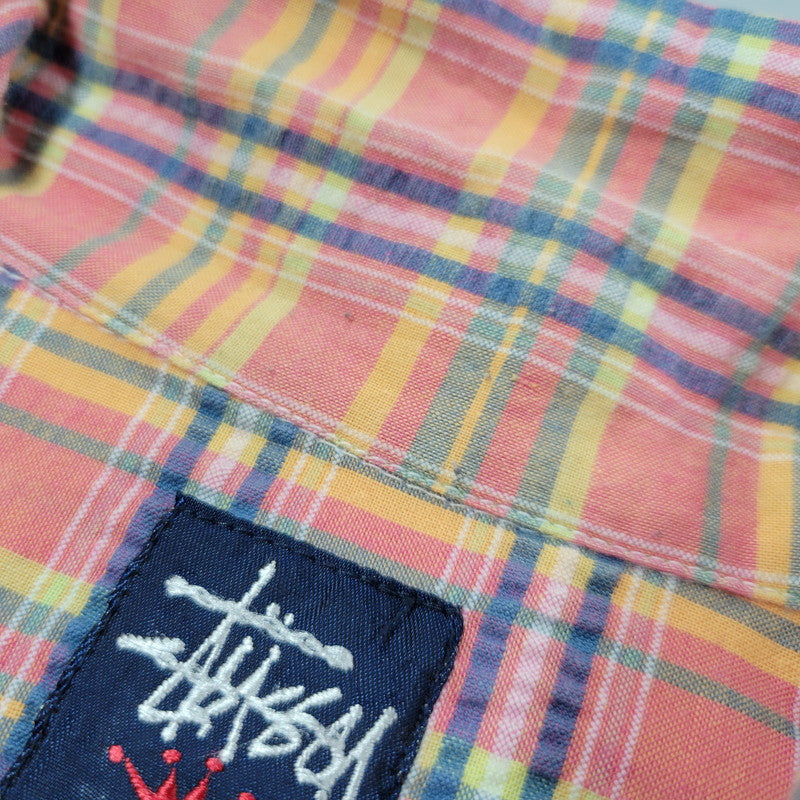 【中古品】【メンズ】 OLD STUSSY オールド ステューシー OPEN COLLAR CHECK S/S SHIRT オープンカラー チェック 半袖シャツ オーストラリア製 142-260512-as-07-izu サイズ:L カラー:マルチカラー 万代Net店
