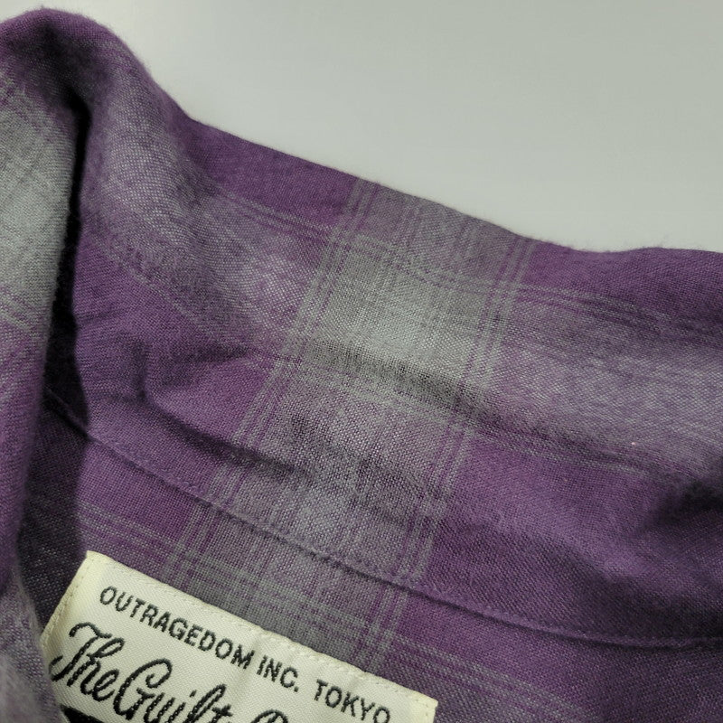 【中古品】【メンズ】 WACKO MARIA ワコマリア RAYON OMBRE CHECK OPEN COLLAR L/S SHIRT レーヨン オンブレチェック オープンカラー 長袖シャツ 142-260512-as-17-izu サイズ:M カラー:パープル×グレー 万代Net店