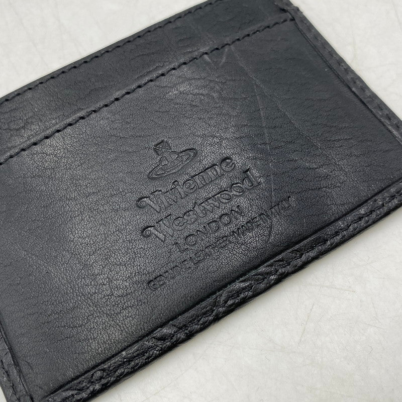 【中古品】【メンズ/レディース】 VIVIENNE WESTWOOD ヴィヴィアンウエストウッド LEATHER CARD CASE レザー カード ケース 財布 200-260611-ya-13-izu カラー:ブラック 万代Net店