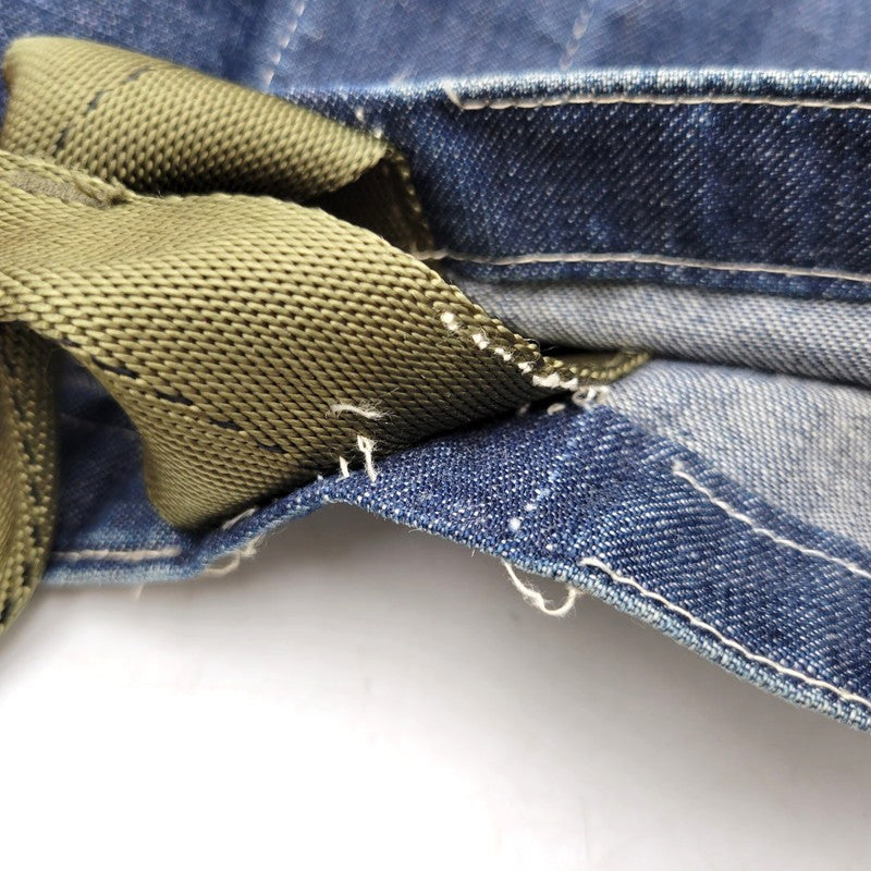 【中古品】【メンズ/レディース】 POST O'ALLS ポストオーバーオールズ USA製 DENIM TOTE BAG デニム トート バッグ カバン 鞄 188-260527-cs-13-izu カラー:インディゴ×グリーン 万代Net店