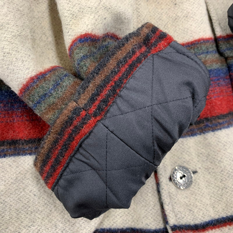 【中古品】【メンズ】 WOOLRICH ウールリッチ BORDER WOOL CHORE COAT ボーダー ウール チョア コート ジャケット USA製 146-260608-as-15-izu サイズ:L カラー:マルチカラー 万代Net店