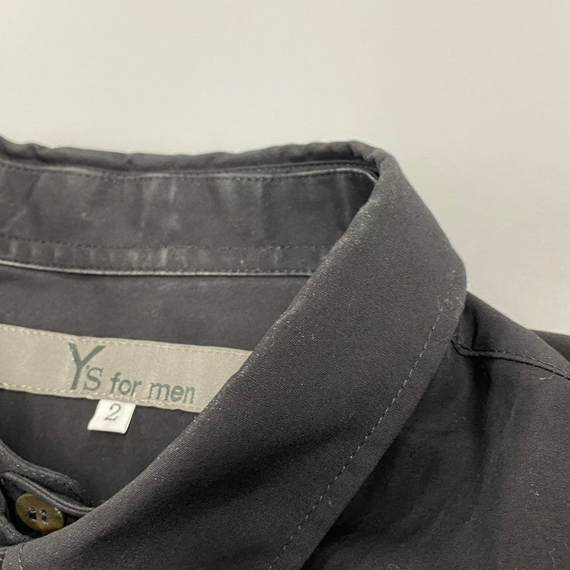【中古品】【メンズ】 Y'S FOR MAN ワイズフォーメン MJ-B07-017 COTTON BROADCLOTH PANEL SHIRT WITH COLLAR CORD DETAIL コットン ブロードクロス パネル シャツ ウィズ カラー コード ディテール トップス 長袖 140-260618-cs-06-izu サイズ:2 カラー:ブラック 万代Net店