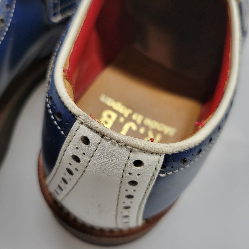 【現状渡し品】【メンズ】 R.J.B アールジェイビー COIN LOAFER 1667 コインローファー シューズ 靴 164-260802-as-12-izu サイズ:6 1/2 カラー:ネイビー×ホワイト 万代Net店