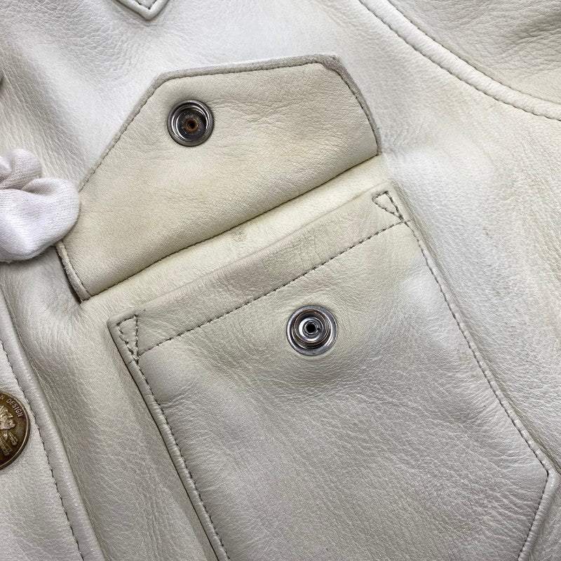 【現状渡し品】【メンズ】 RED MOON レッドムーン DEER SKIN LEATHER WESTERN SHIRT JACKET ディア スキン レザー ウエスタン シャツ ジャケット アウター 145-260821-cs-13-izu サイズ:M カラー:ホワイト系 万代Net店