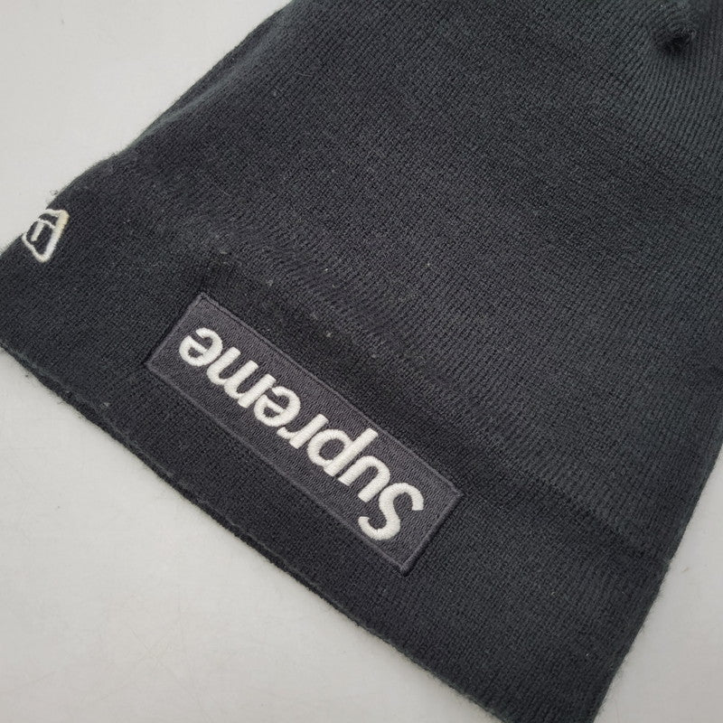 【中古品】【メンズ/レディース】 Supreme シュプリーム × NEW ERA ニューエラ BOX LOGO BEANIE ボックスロゴ ビーニー ニット帽 帽子 185-260927-as-06-izu サイズ:F カラー:ブラック 万代Net店