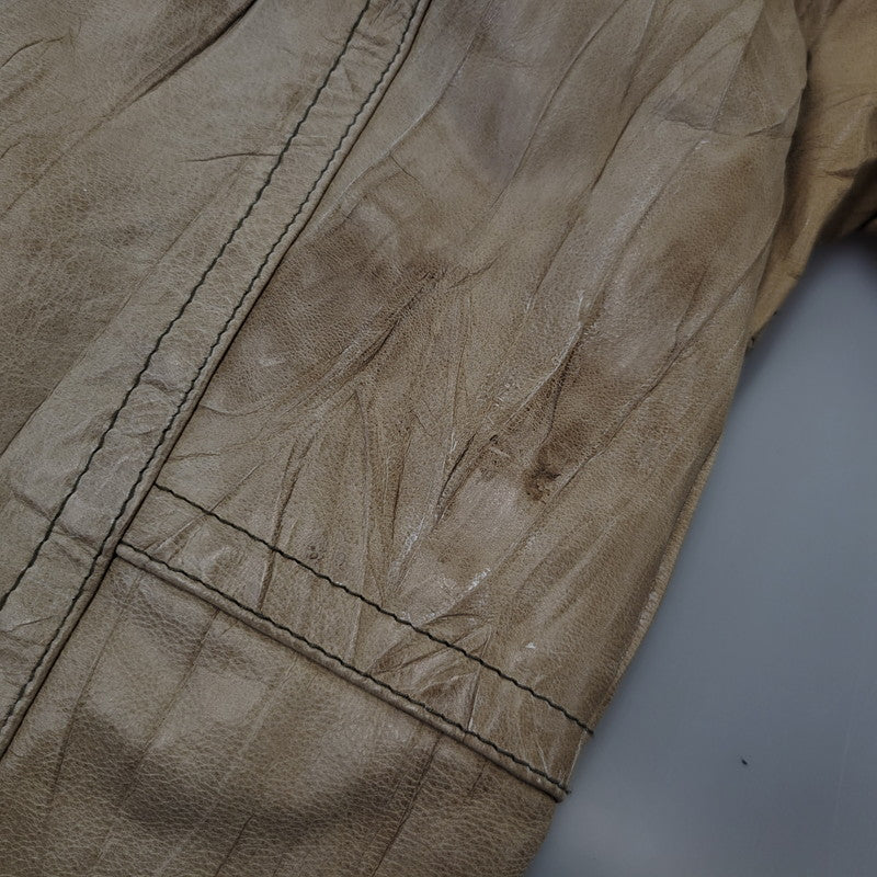 【現状渡し品】【メンズ】 REPLAY リプレイ LEATHER JACKET レザー ジャケット アウター 141-261029-yn-02-izu サイズ:S カラー:ベージュ 万代Net店
