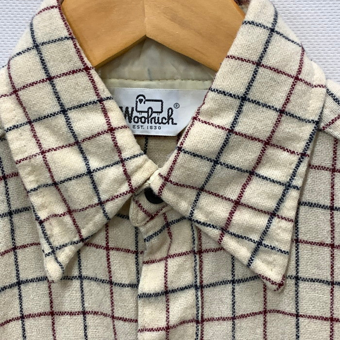 【中古品】【メンズ】 ウールリッチ 80s ウール長袖シャツ トップス ブランド 古着 145-241124-gm-17-fuz サイズ:S カラー:キナリ チェック 万代Net店
