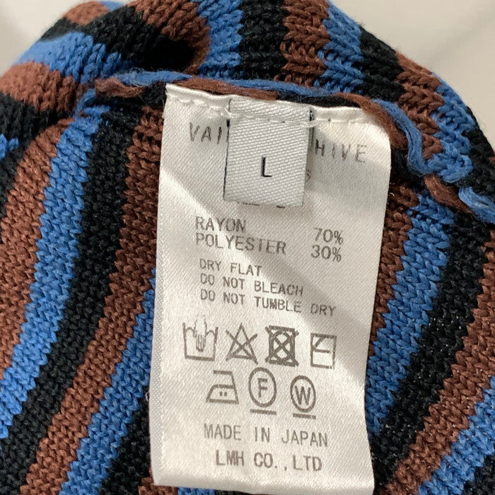 【中古品】【メンズ】 ヴァイナルアーカイブ 長袖サマーニット カットソー トップス ブランド 古着 140-250308-gm-37-fuz サイズ:L カラー:ボーダー 万代Net店