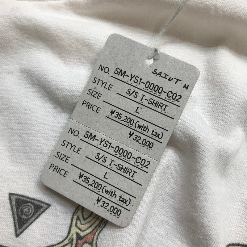 【中古美品】【メンズ】 SAINT NICHAEL × CACTUS PLANT FLEA MARKET セントマイケル カクタスプラントフリーマーケット SM-YS1-0000-C02 FW24 CP_SS TEE 半袖 Tシャツ トップス 古着 140-250903-mh-14-fuz サイズ:L カラー:ホワイト 万代Net店