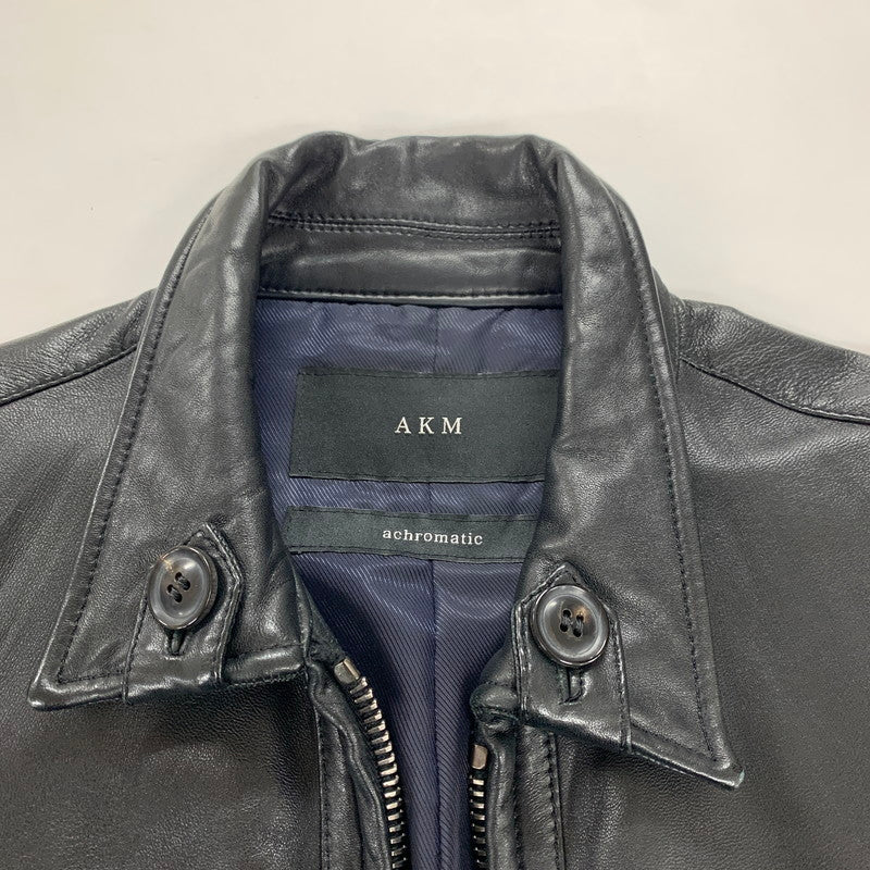【中古品】【メンズ】 AKM エイケイエム RB104 F-ARMY ラム レザー 羊革 ジャケット アウター コート 古着 140-251203-mh-01-fuz サイズ:L カラー:ブラック 万代Net店