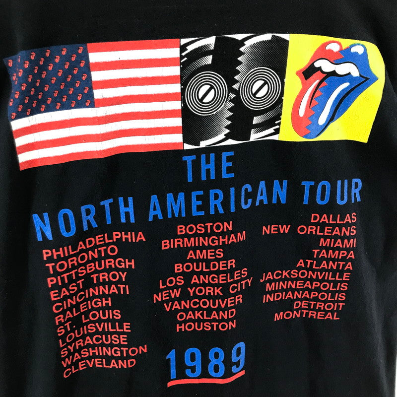 【中古品】【メンズ】 USED ROLLING STONES THE NORTH AMERICAN TOUR 1989 TEE ローリングストーンズ ツアー Tシャツ 半袖 トップス 古着 145-260309-mh-09-fuz サイズ:XL カラー:ブラック 万代Net店