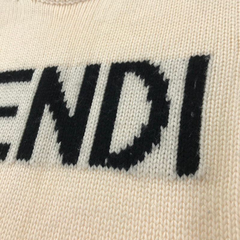【中古品】【メンズ】 FENDI フェンディー FZZ387 A3M3 LOGO INTERSIA KNIT ロゴインターシャニット タグ欠品 141-260330-ky-21-fuzh サイズ:52 カラー:ホワイト 万代Net店