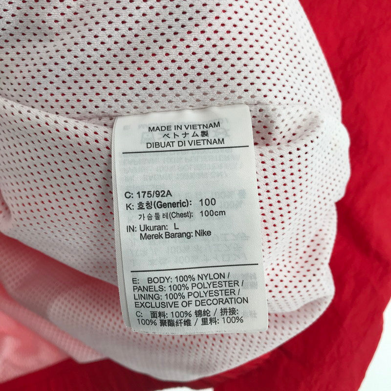 【中古品】【メンズ】 NIKE ナイキ TEAM NYLON JACKET ナイロン ジャケット ”BLACK" RED SIZE:L ビッグスウォッシュ ※袖汚れ有 146-260802-ky-16-fuzh 万代Net店