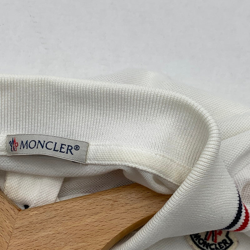 【中古品】【メンズ】 MONCLER B10918317100 MAGLIA POLO MANICA CORTA モンクレール ポロシャツ 半袖 ブランド 古着 141-260509-gm-07-fuz サイズ:S カラー:ホワイト 万代Net店