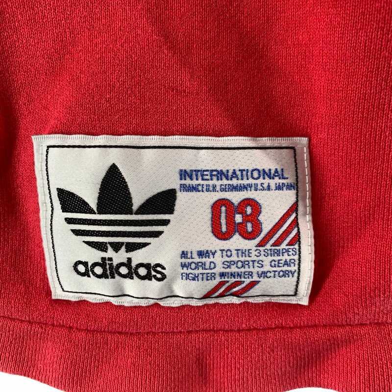 【中古品】【メンズ】 ADIDAS アディダス ベースボールシャツ スウェット 80年代 半袖 トップス 古着 148-260607-mh-29-fuz サイズ:L カラー:レッド 万代Net店