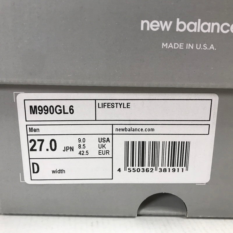 【中古品】【メンズ】 NEW BALANCE ニューバランス M990GL6 990V6 "GRAY" スニーカー 靴 シューズ 162-260628-mh-09-fuz サイズ:27cm カラー:グレー 万代Net店