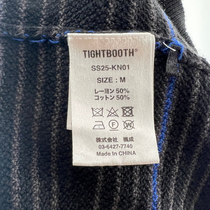 【中古品】【メンズ】 TIGHTBOOTH タイトブース SS25-KN01 BOARDER KNIT POLO SHIRT ボーダーニットポロシャツ 142-260710-ny-04-fuzh サイズ:M カラー:ブラック ブルー 万代Net店