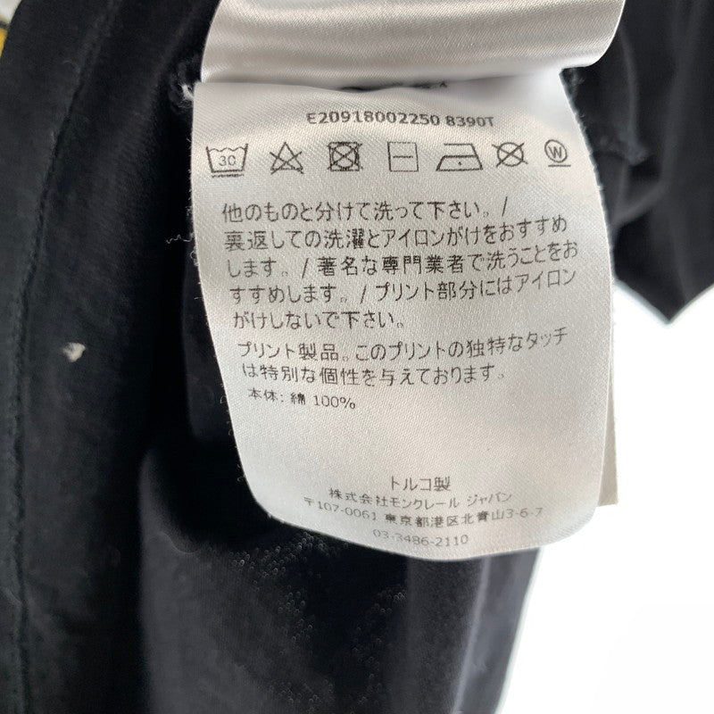 【中古品】【メンズ】 MONCLER モンクレール C-SCOM-19-4 Tシャツ 黄色ロゴ 141-260723-ny-20-fuzh サイズ:S カラー:ブラック 万代Net店