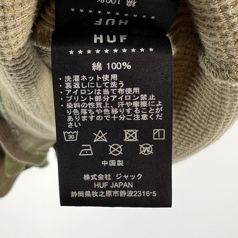 【中古品】【メンズ】 HUF ハフ ALL CAPS THERMAL S.S CREW オール キャップス サーマル ショートスリーブ クルー カモ柄 142-260818-ny-02-fuzh サイズ:XL カラー:グリーン 万代Net店